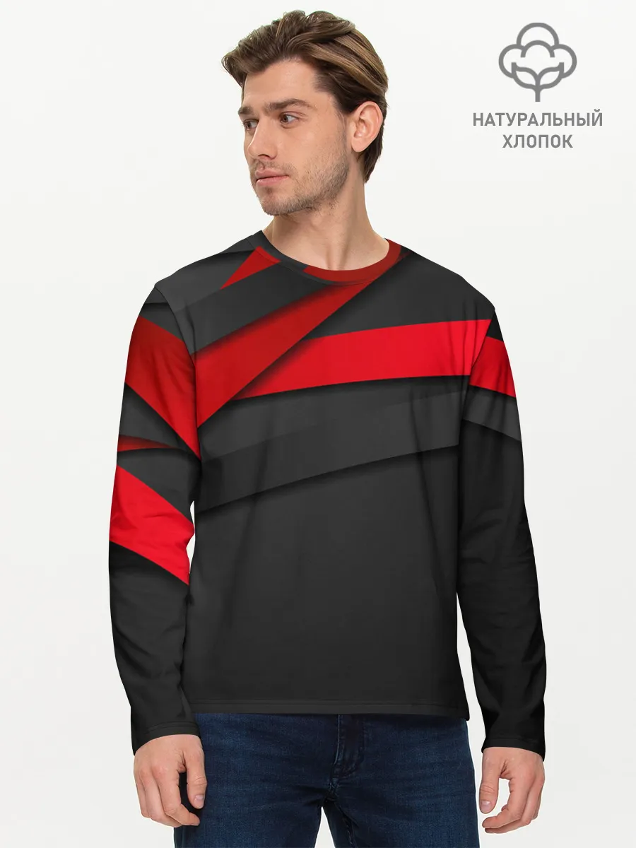 Мужской лонгслив базовый / Красные полосы