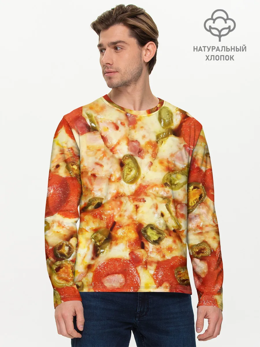 Мужской лонгслив базовый / Пицца