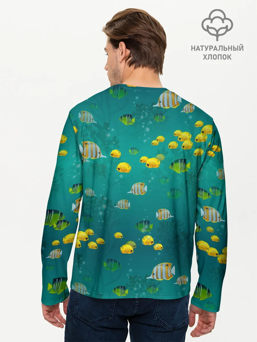 Мужской лонгслив базовый / Подводный мир. Рыбки