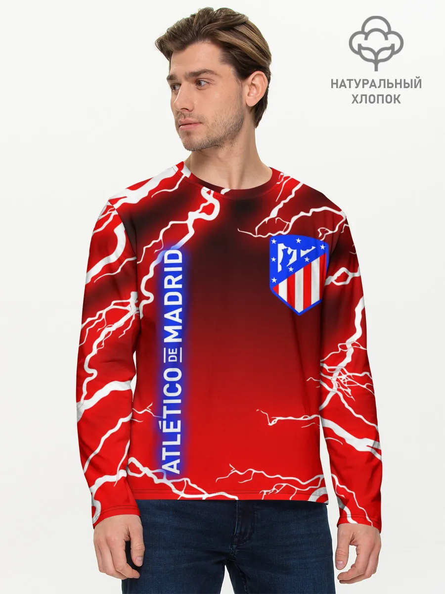 Мужской лонгслив базовый / АТЛЕТИКО МАДРИД / МОЛНИИ