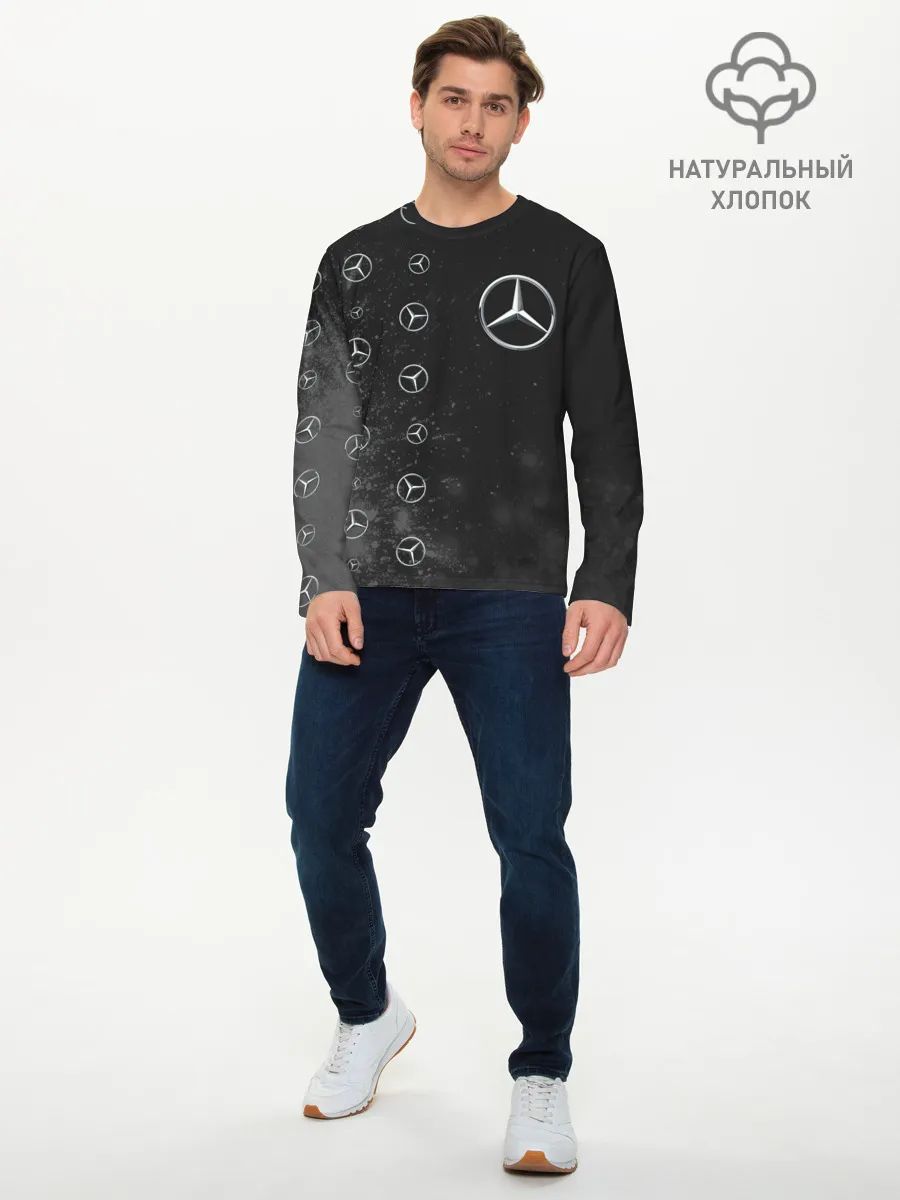 Мужской лонгслив базовый / Мерседес - Взрыв