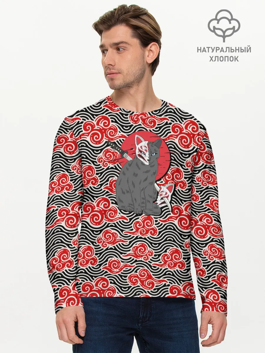 Мужской лонгслив базовый / Кот-оборотень