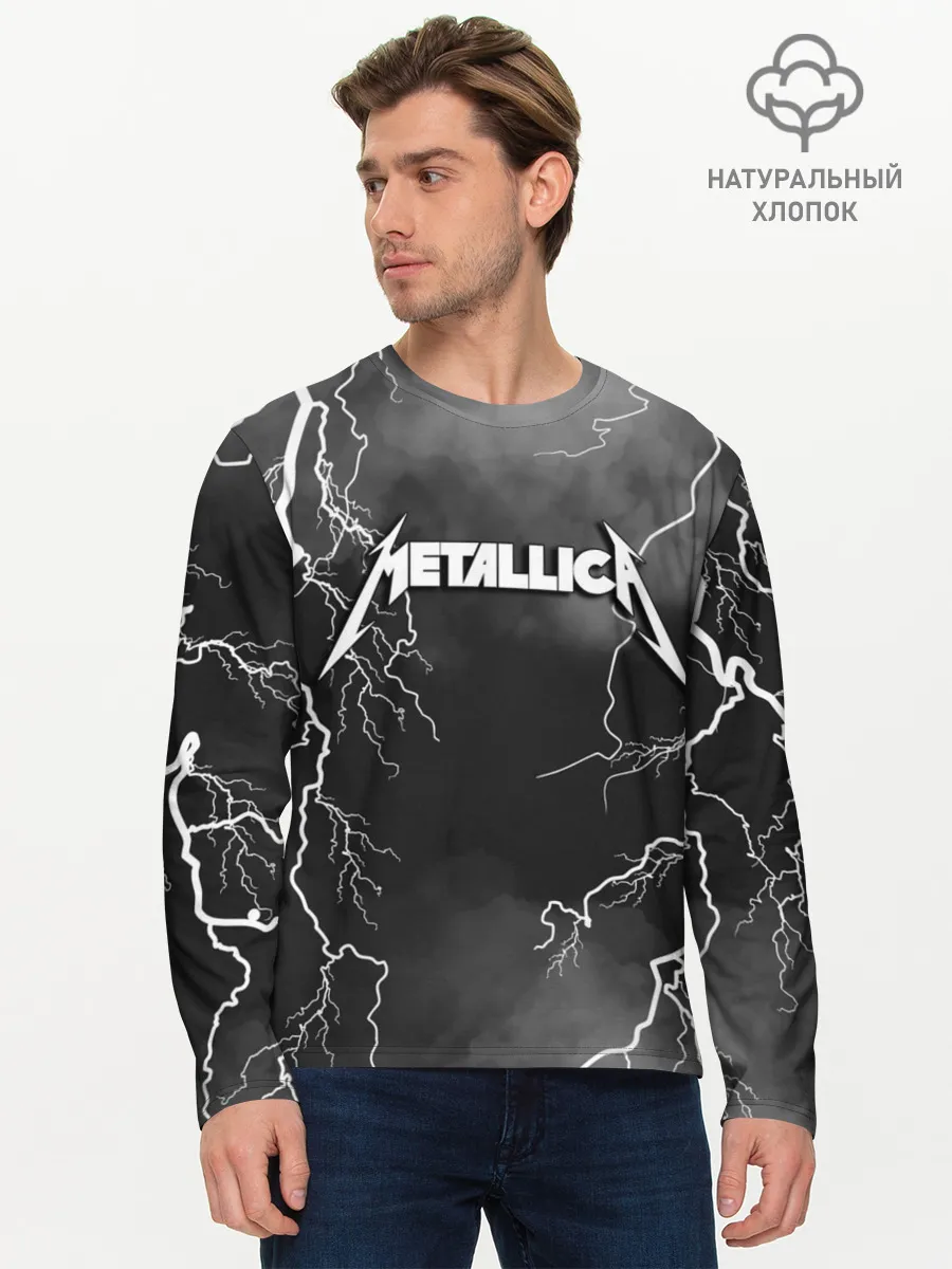 Мужской лонгслив базовый / METALLICA РАЗРЯД МОЛНИИ