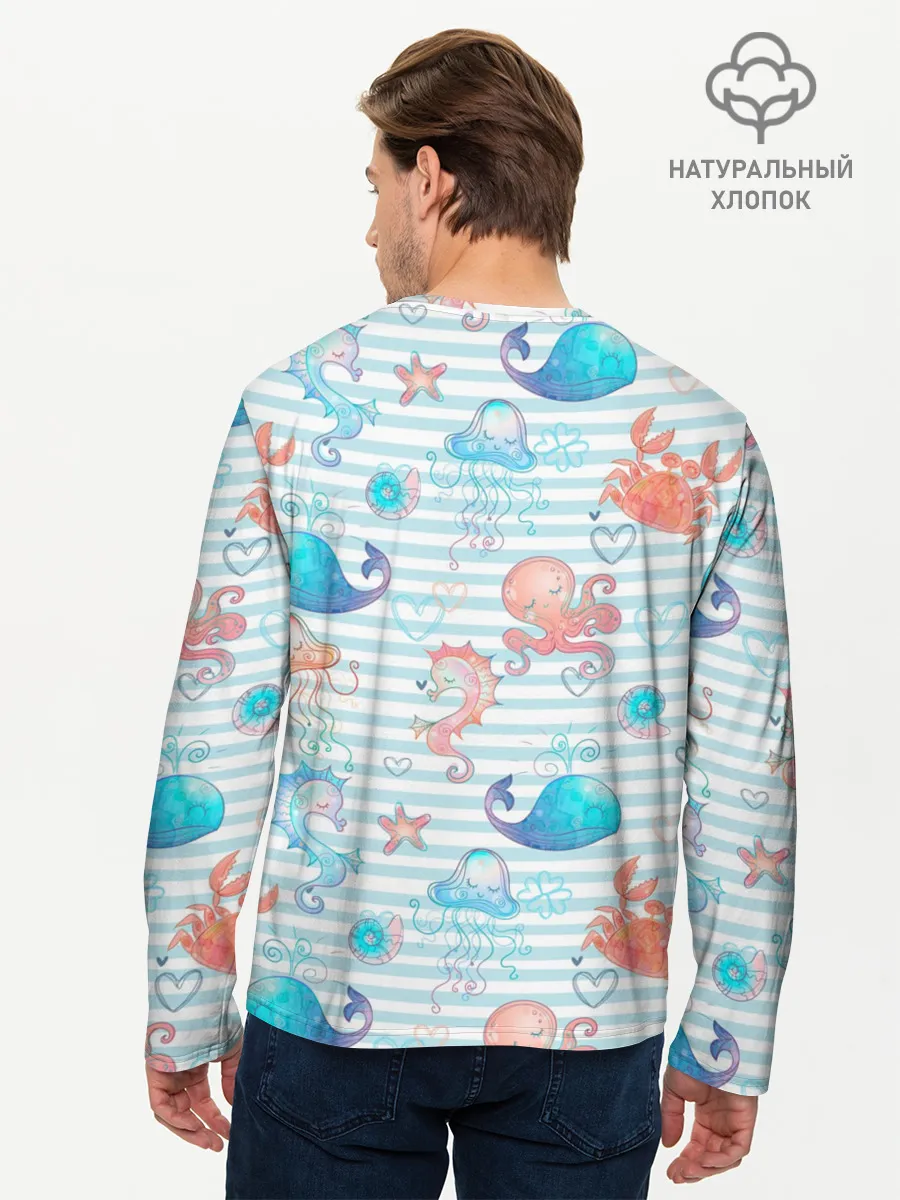 Мужской лонгслив базовый / Морские жители