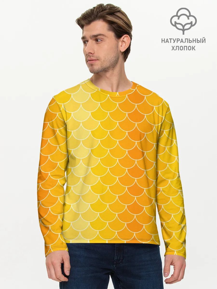 Мужской лонгслив базовый / Желтая чешуя