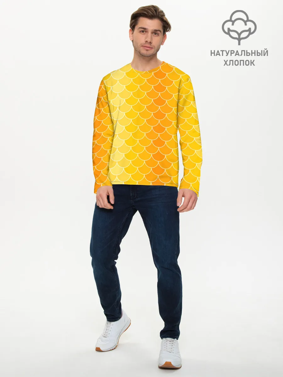 Мужской лонгслив базовый / Желтая чешуя