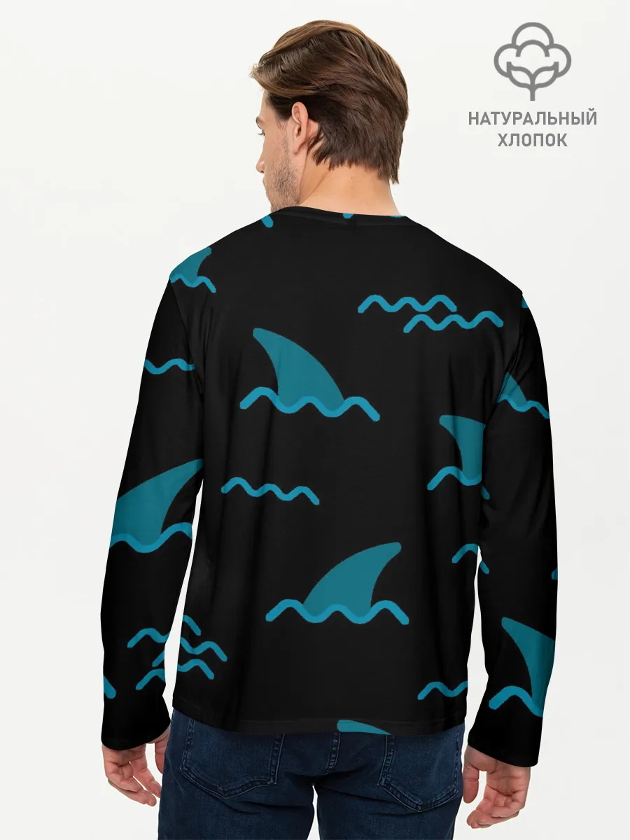 Мужской лонгслив базовый / Плавники акул