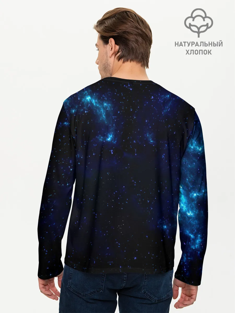 Мужской лонгслив базовый / Чёрный клевер Аста в космосе