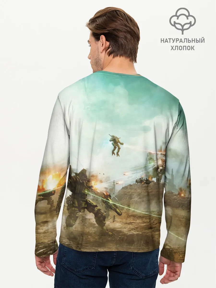 Мужской лонгслив базовый / Битва мехов