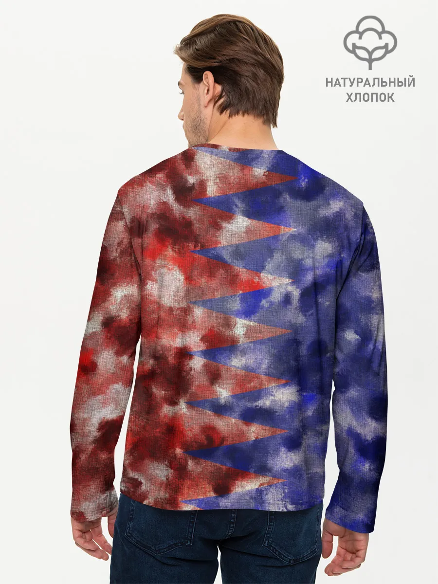 Мужской лонгслив базовый / Сине-Красные Разводы