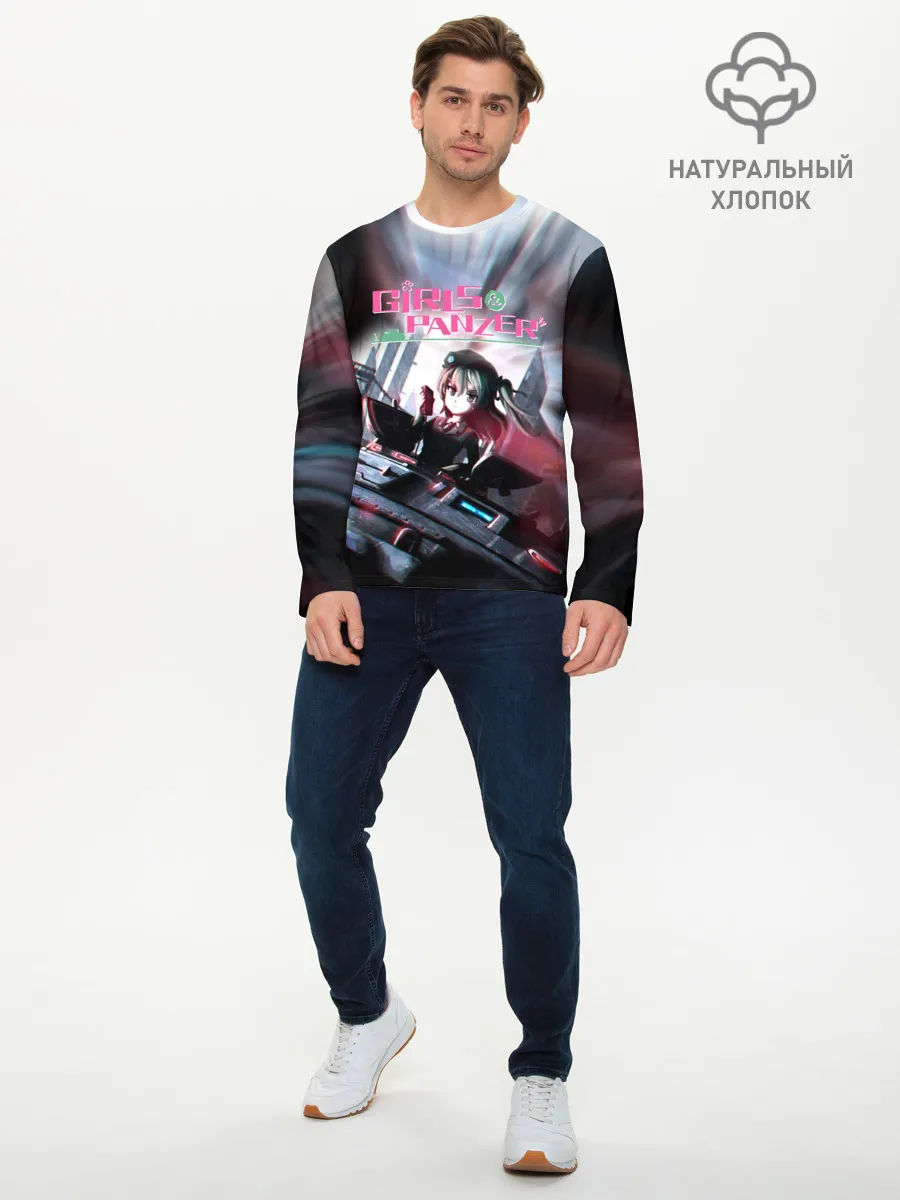 Мужской лонгслив базовый / Девушки и танки | Арису Симада