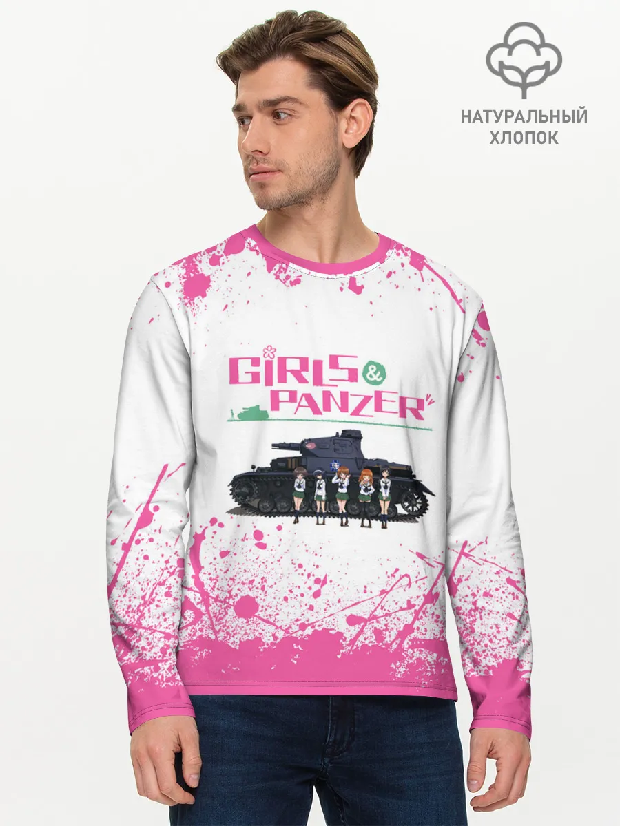 Мужской лонгслив базовый / Девушки и танки | Pink