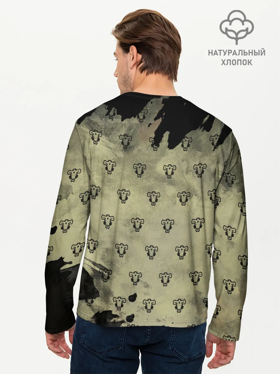 Мужской лонгслив базовый / Чёрный клевер Черные быки