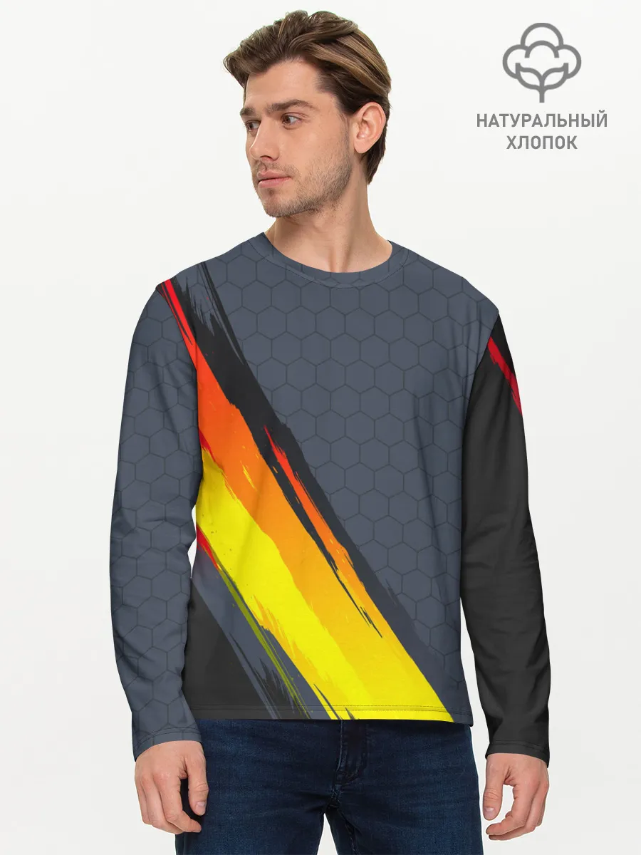 Мужской лонгслив базовый / Gray Yellow Style