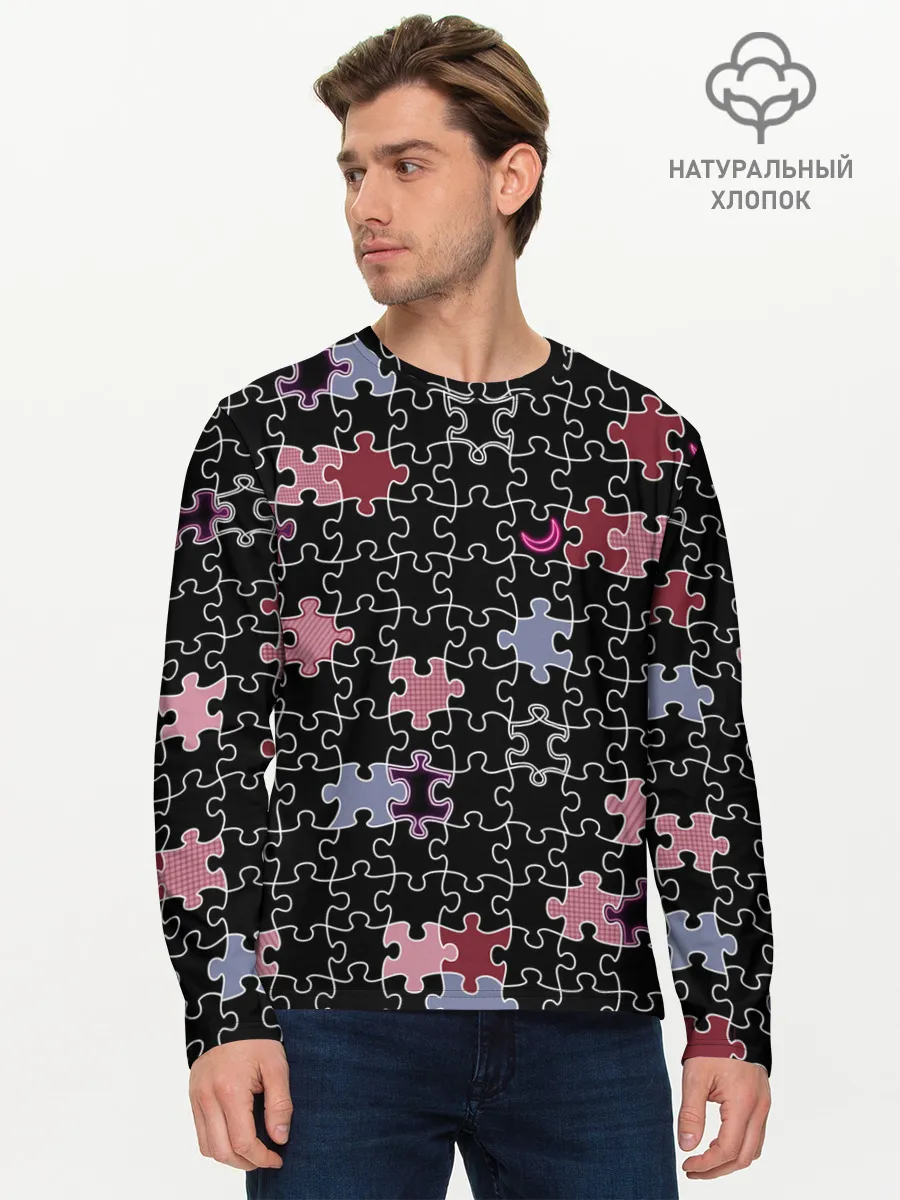 Мужской лонгслив базовый / Пазлы Винтажный стиль