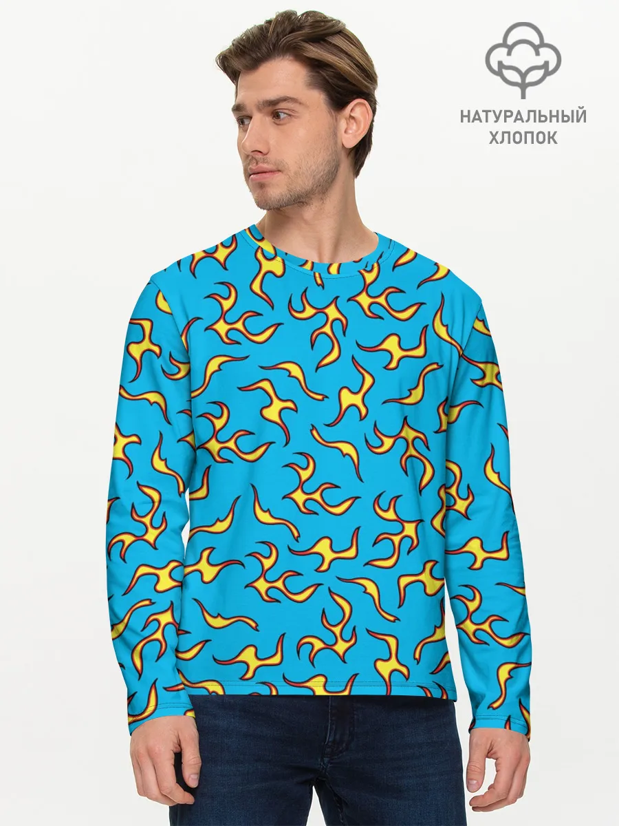 Мужской лонгслив базовый / ОГОНЬ / УЗОР / FIRE