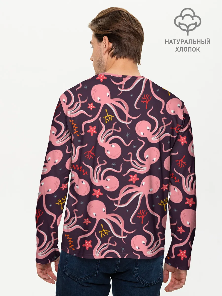 Мужской лонгслив базовый / Осьминоги