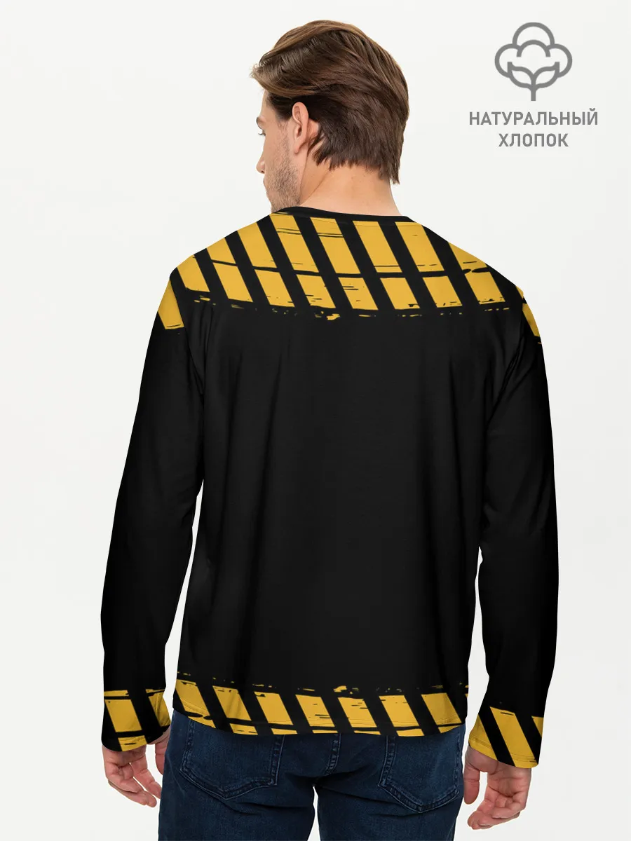 Мужской лонгслив базовый / Аста желтые полосы опасность