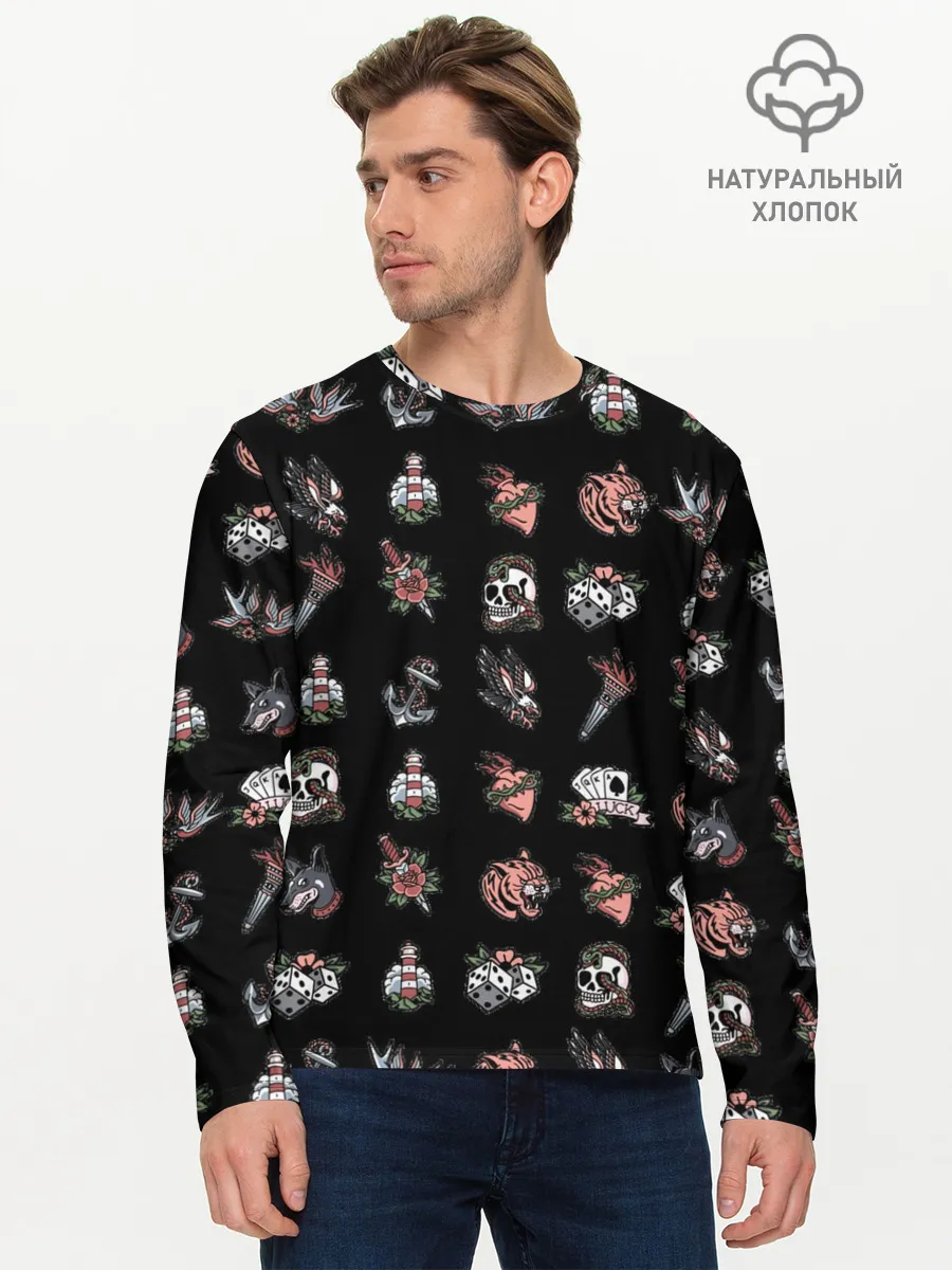 Мужской лонгслив базовый / Уличные эмблемы