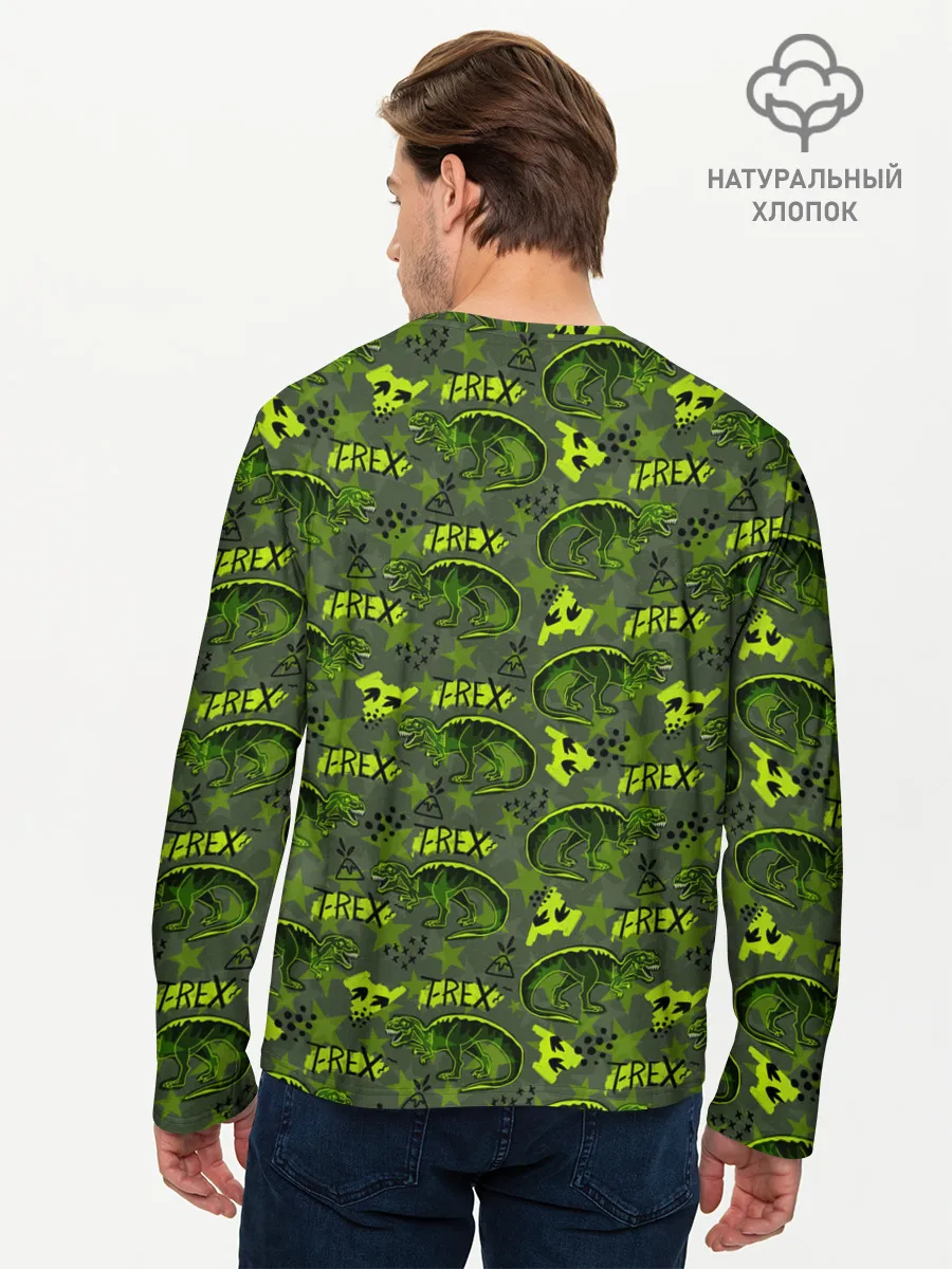 Мужской лонгслив базовый / Динозавры T-rex