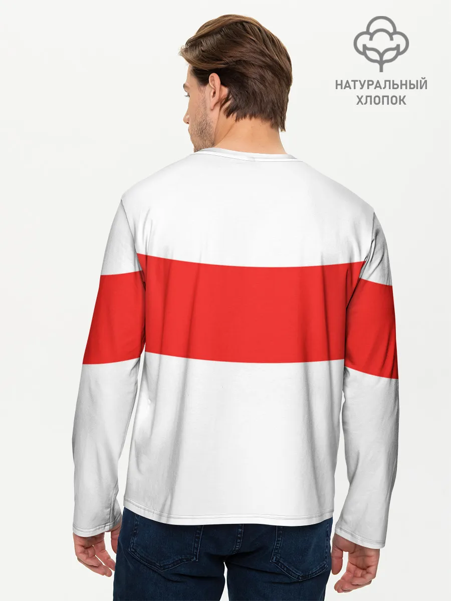 Мужской лонгслив базовый / Чёрный клевер Аста красная полоса