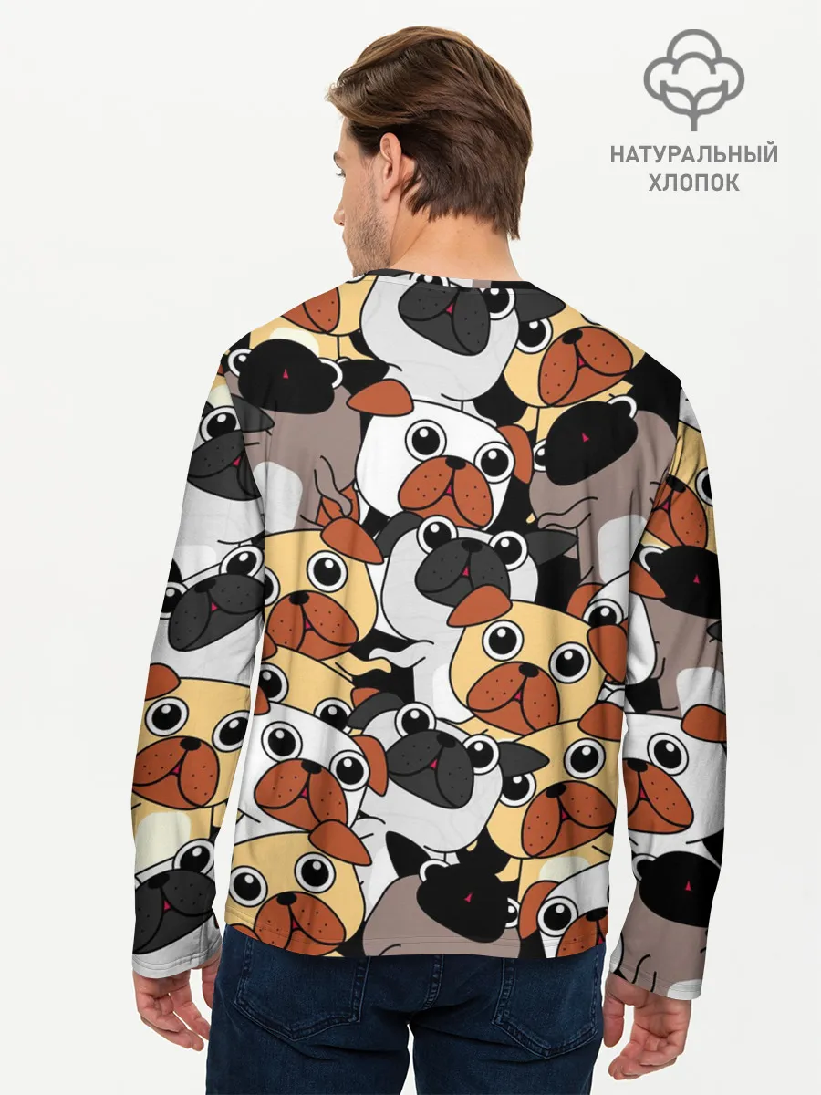 Мужской лонгслив базовый / Собаки мопсы