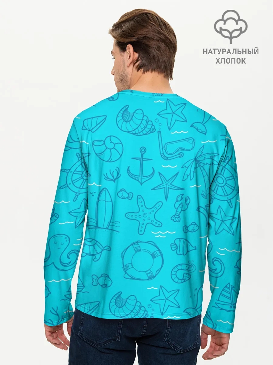 Мужской лонгслив базовый / Морская тема