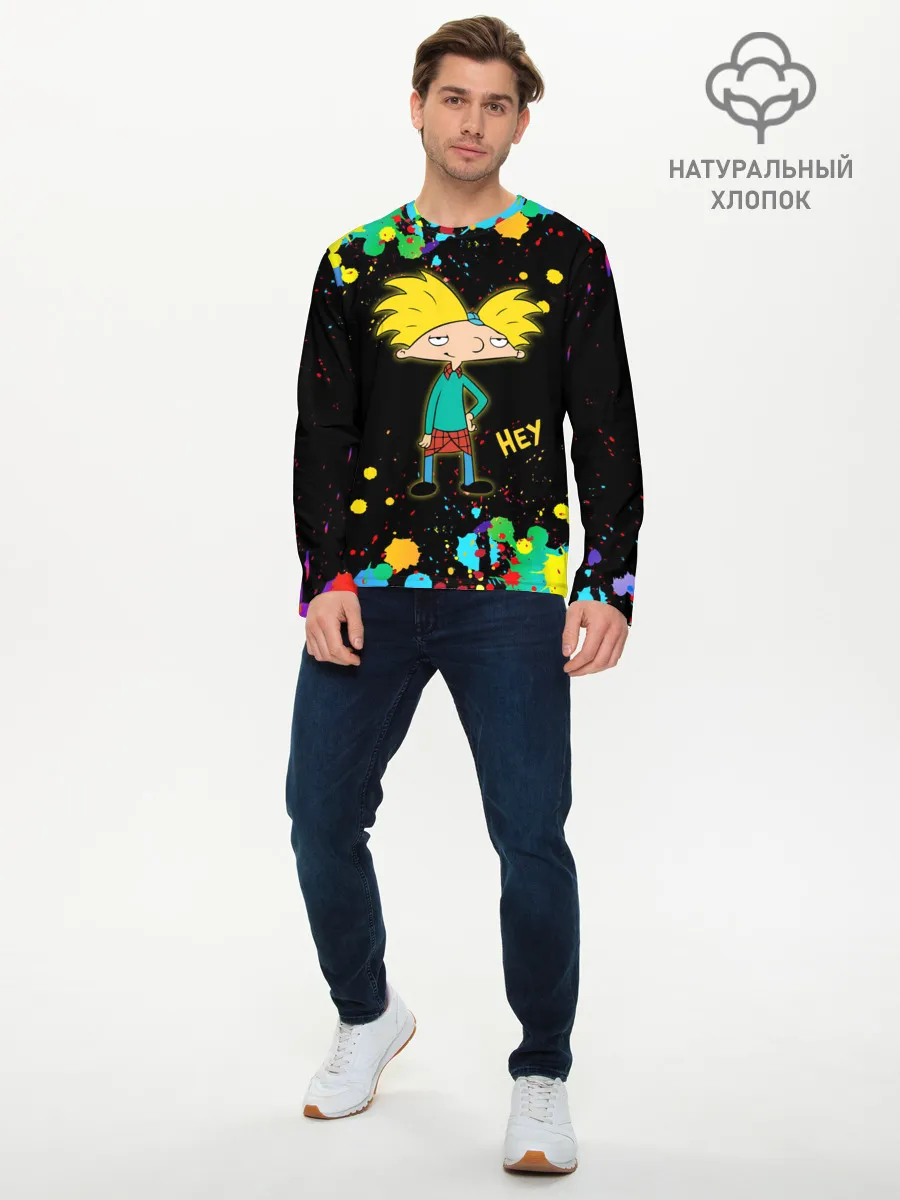 Мужской лонгслив базовый / Эй, Арнольд! / Hey, Arnold
