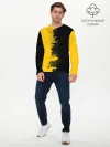 Мужской лонгслив базовый / ЧЕРНО ЖЕЛТЫЙ ГРАНЖ | GRUNGE