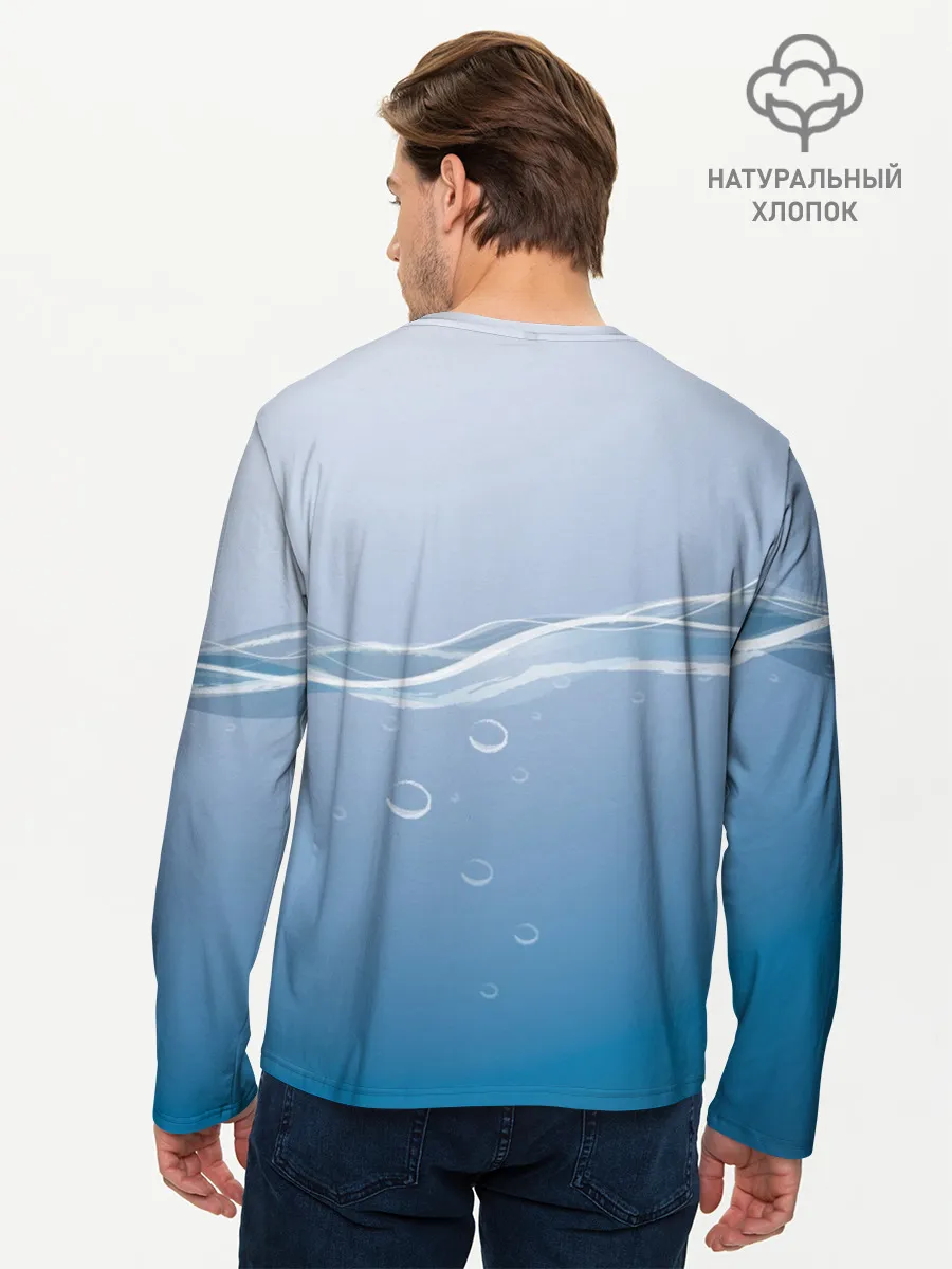 Мужской лонгслив базовый / Акула под водой