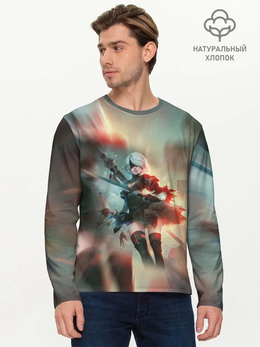 Мужской лонгслив базовый / 2B | Nier Automata