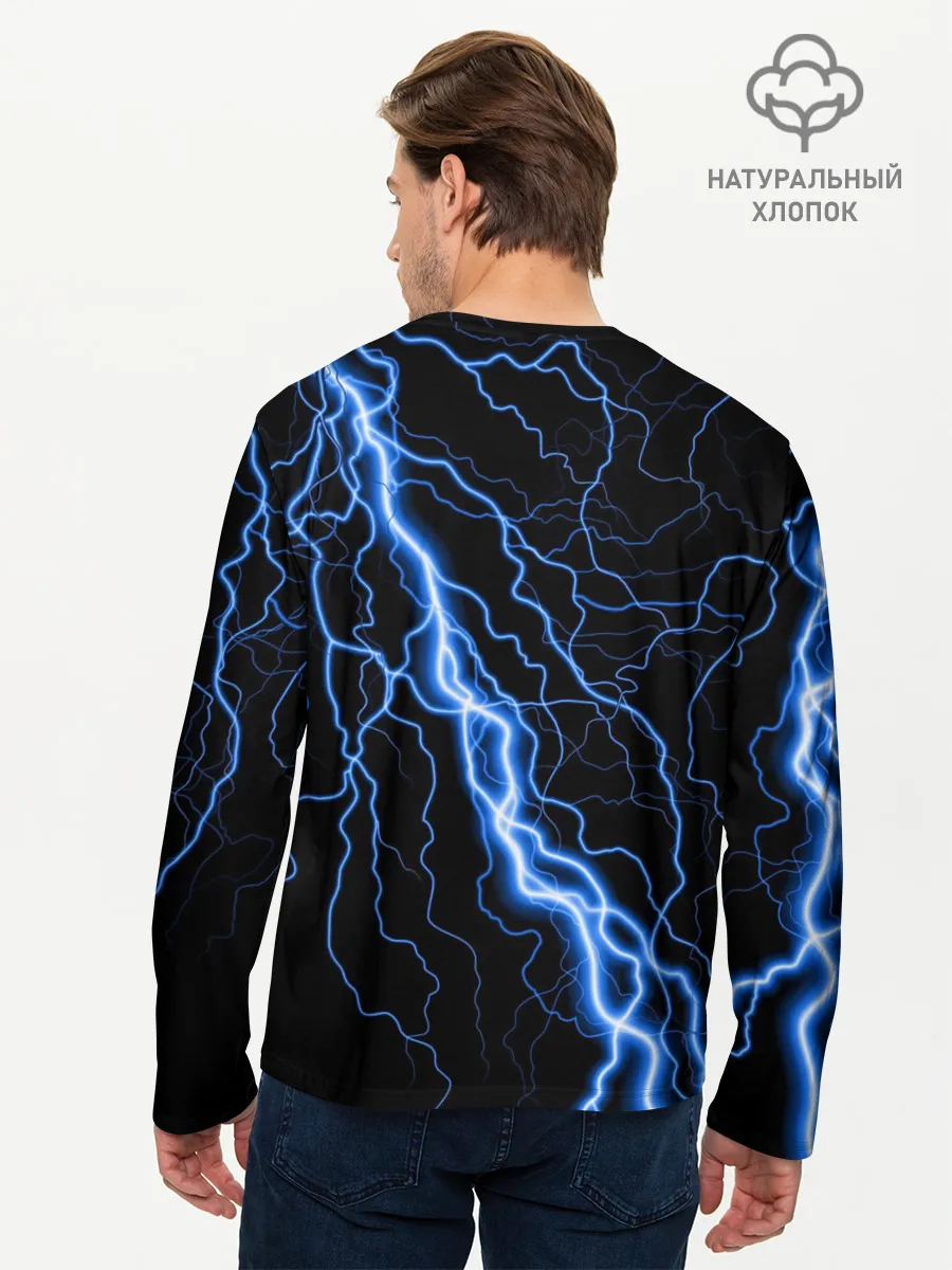 Мужской лонгслив базовый / ГОЛУБАЯ МОЛНИЯ / ГРОЗА