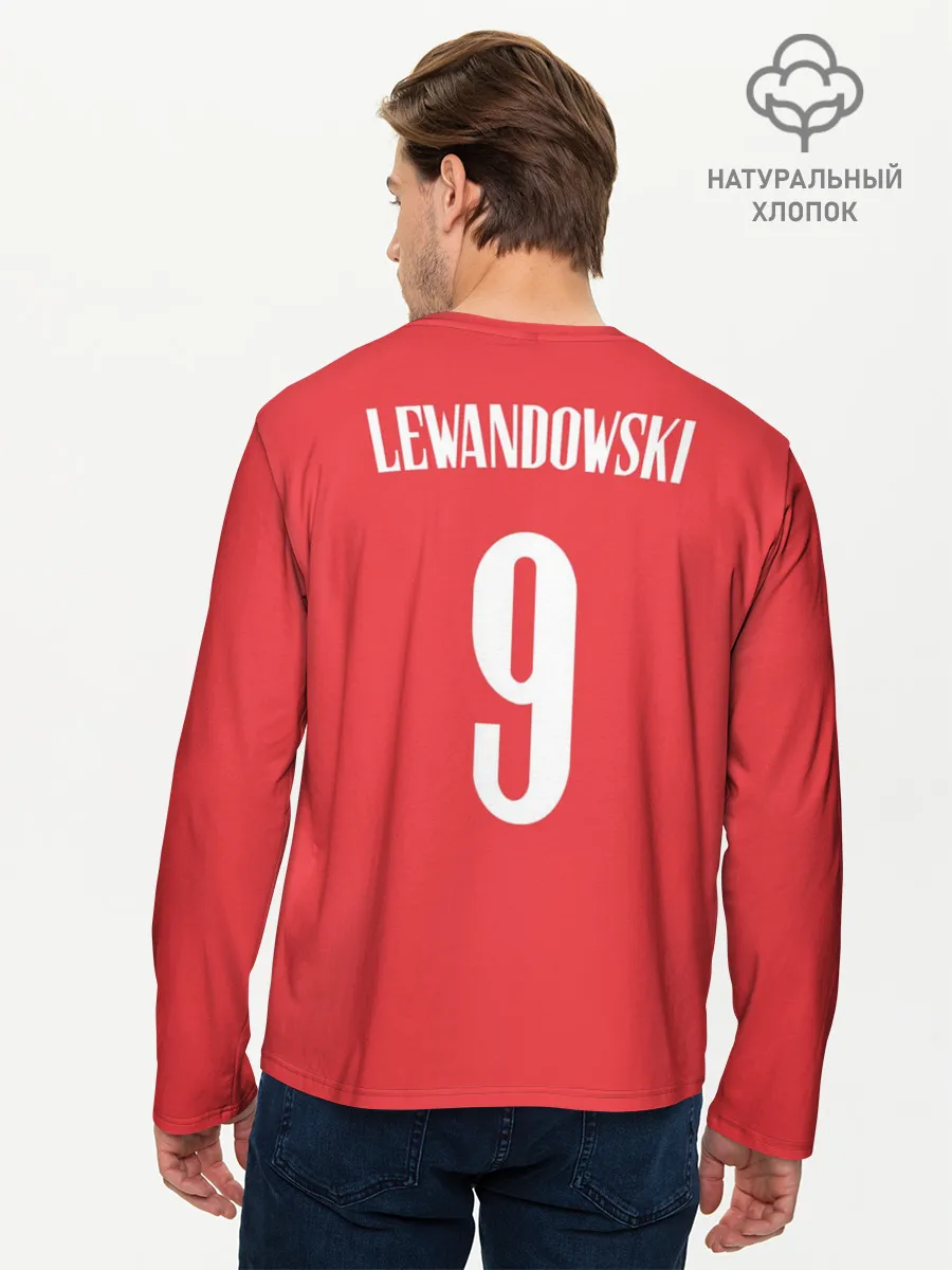 Мужской лонгслив базовый / Lewandowski Poland 9