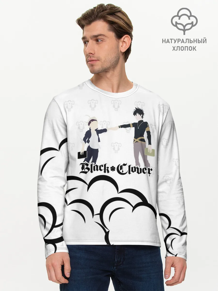 Мужской лонгслив базовый / Чёрный клевер Аста и Юно