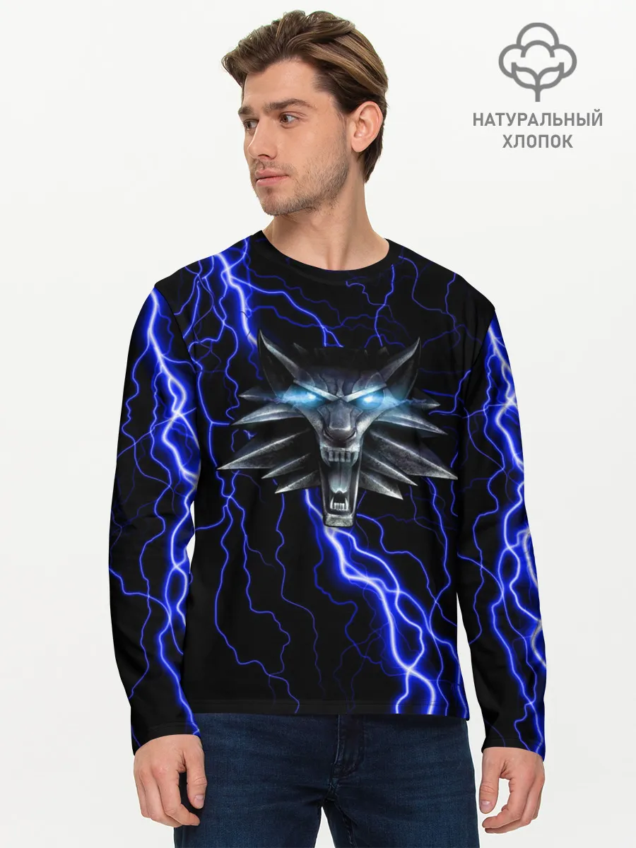 Мужской лонгслив базовый / THE WITCHER МОЛНИЯ BLUE
