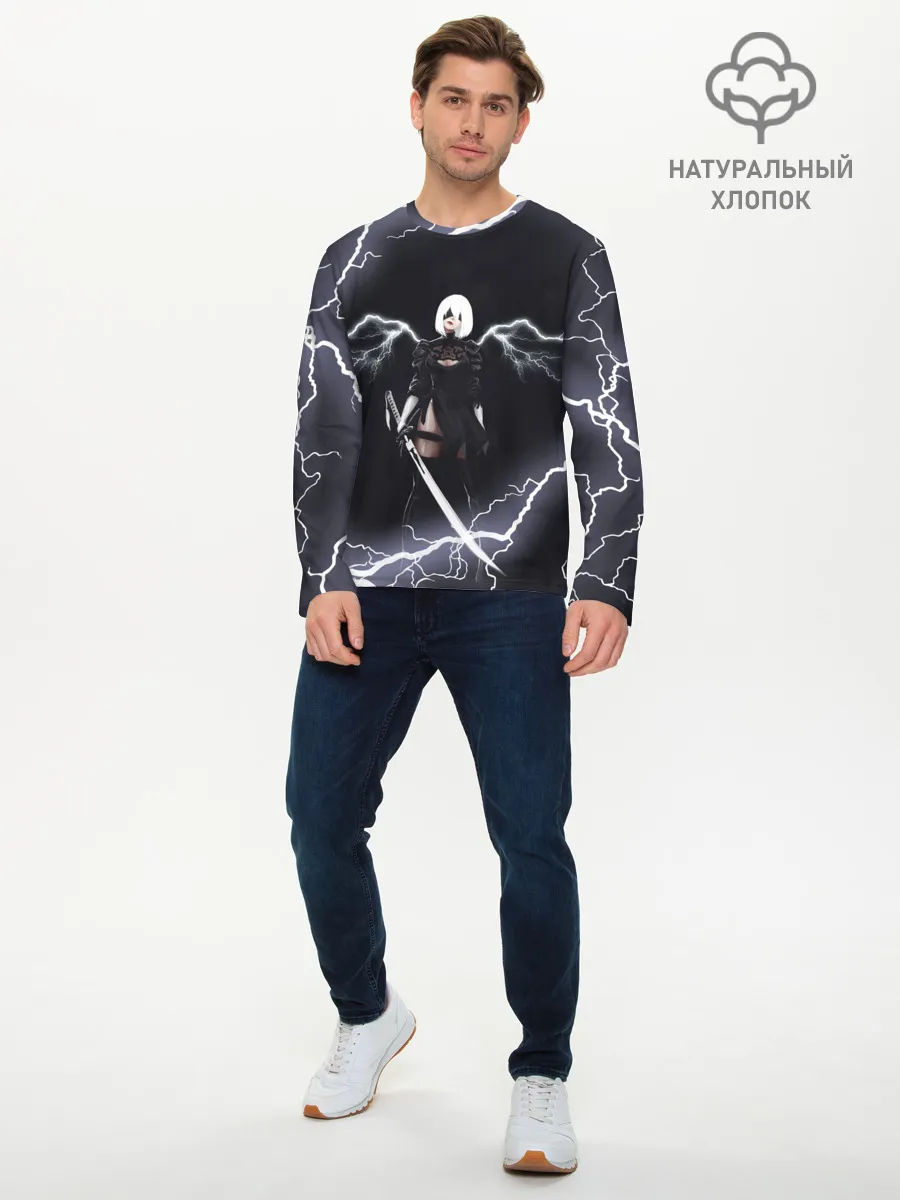 Мужской лонгслив базовый / Nier Automata | 2b Light