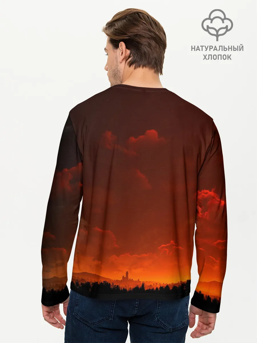 Мужской лонгслив базовый / Кровавый закат
