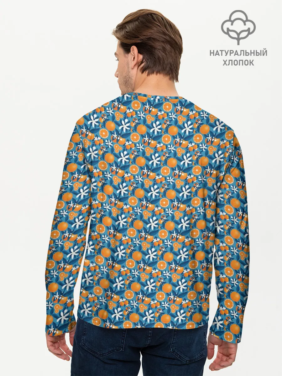 Мужской лонгслив базовый / АПЕЛЬСИННЫЙ ПАТТЕРН | ФРУКТЫ
