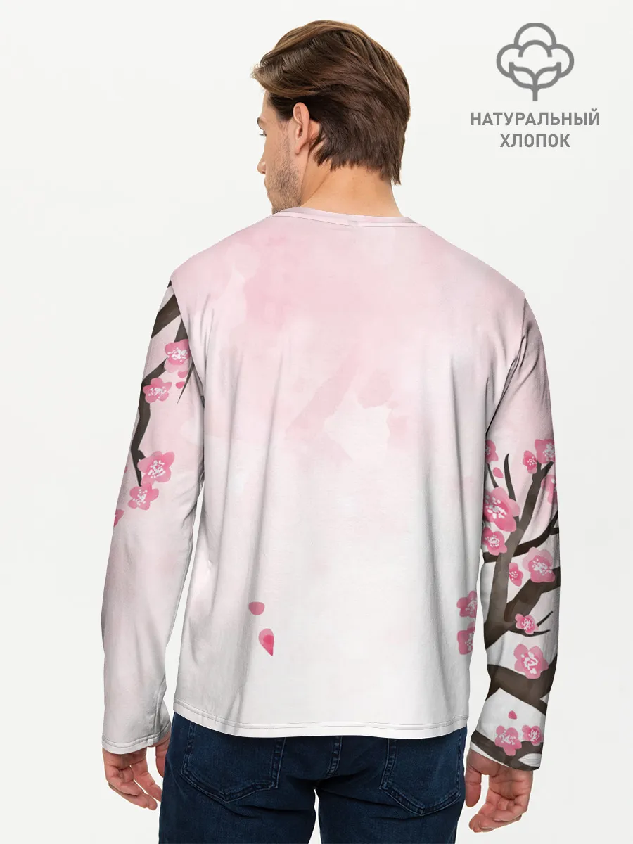Мужской лонгслив базовый / Чёрный клевер сакура Аста