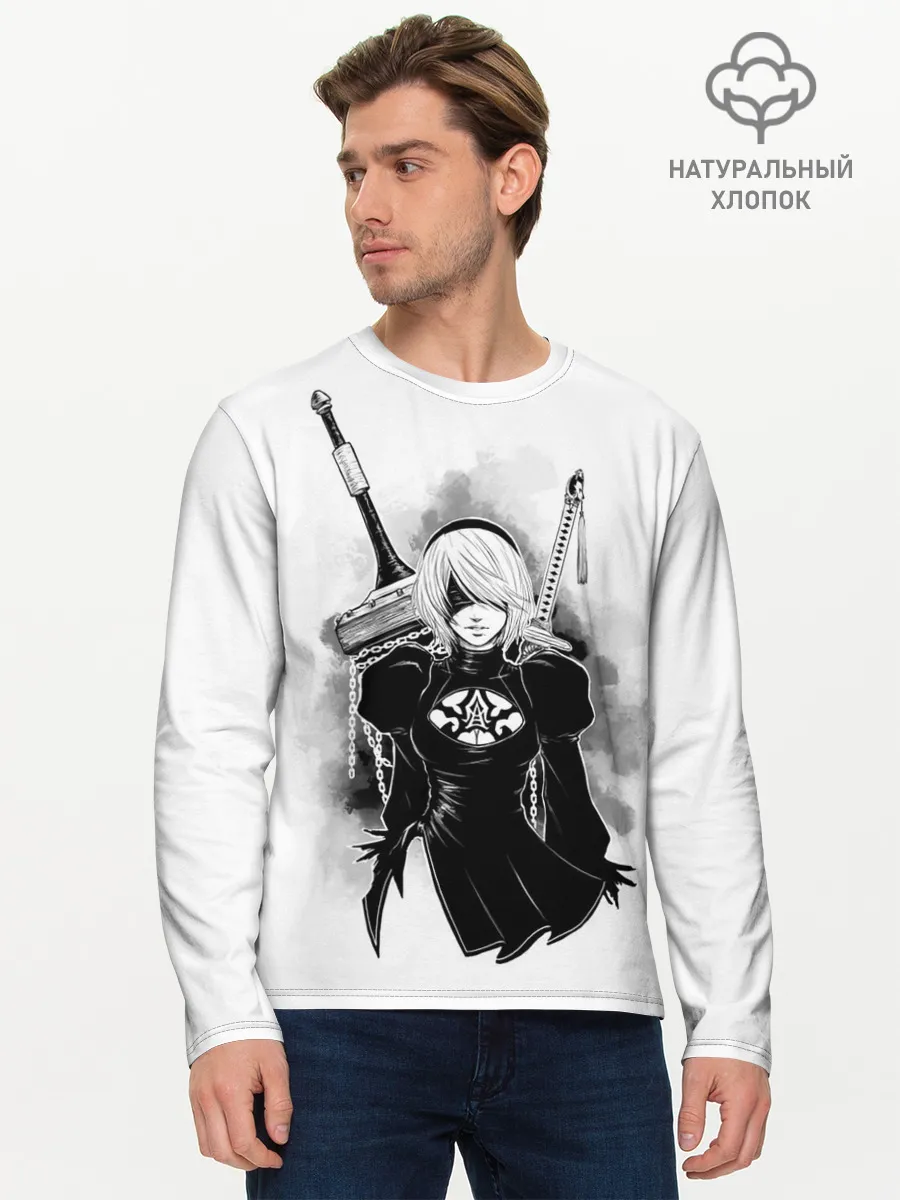Мужской лонгслив базовый / 2B | Nier Automata