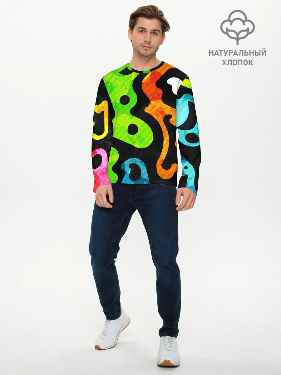 Мужской лонгслив базовый / Разноцветные Кляксы Фигуры