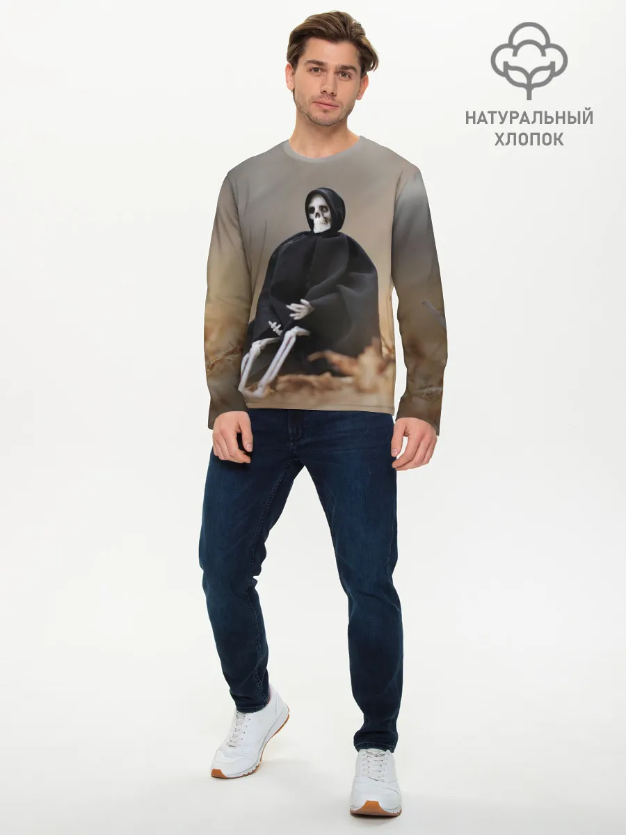 Мужской лонгслив базовый / Сидячий Скелет