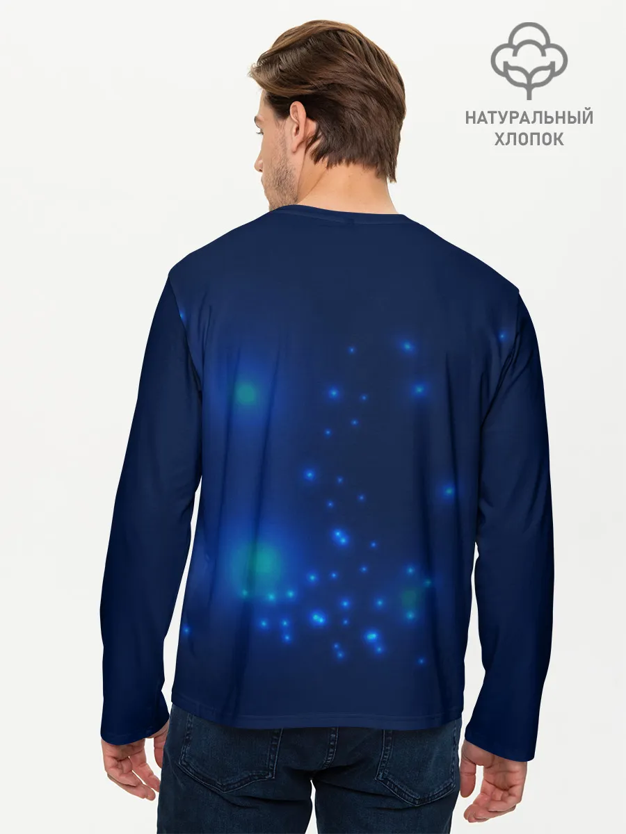 Мужской лонгслив базовый / Медуза на синем
