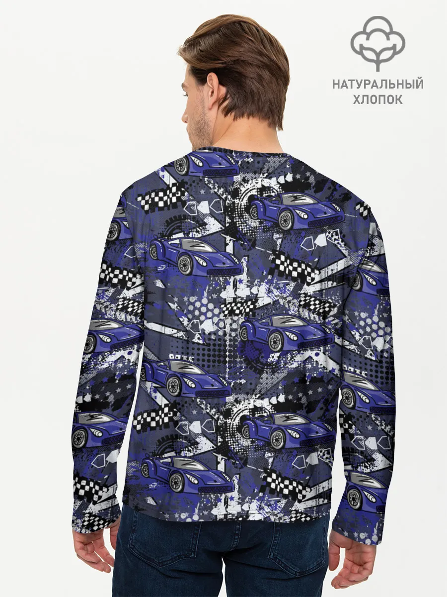 Мужской лонгслив базовый / Гоночная машина