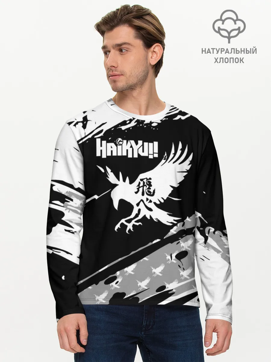Мужской лонгслив базовый / Haikyuu!! Ворон иероглиф