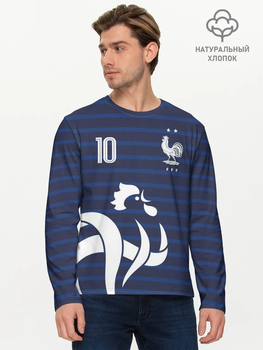 Мужской лонгслив базовый / Мбаппе в стиле формы Франции