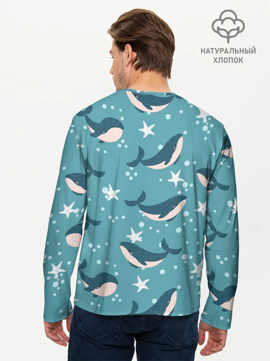 Мужской лонгслив базовый / Киты