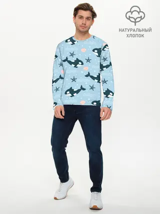 Мужской лонгслив базовый / Косатки киты