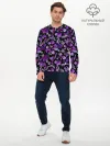 Мужской лонгслив базовый / Геометрический фиолетовый