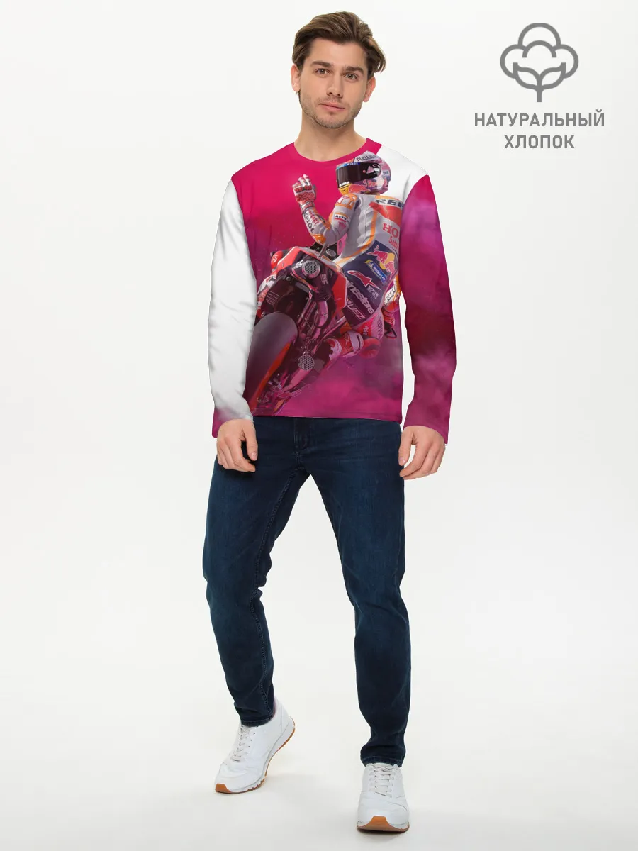 Мужской лонгслив базовый / Парень На Мотоцикле